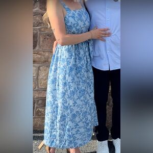 Blue Floral Midi Dress